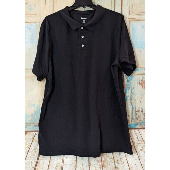Kingsize Mens 3XL Black Polo Shirt Solid Pure Cotton Short Sleeve Collared Top - Picture 2 of 8